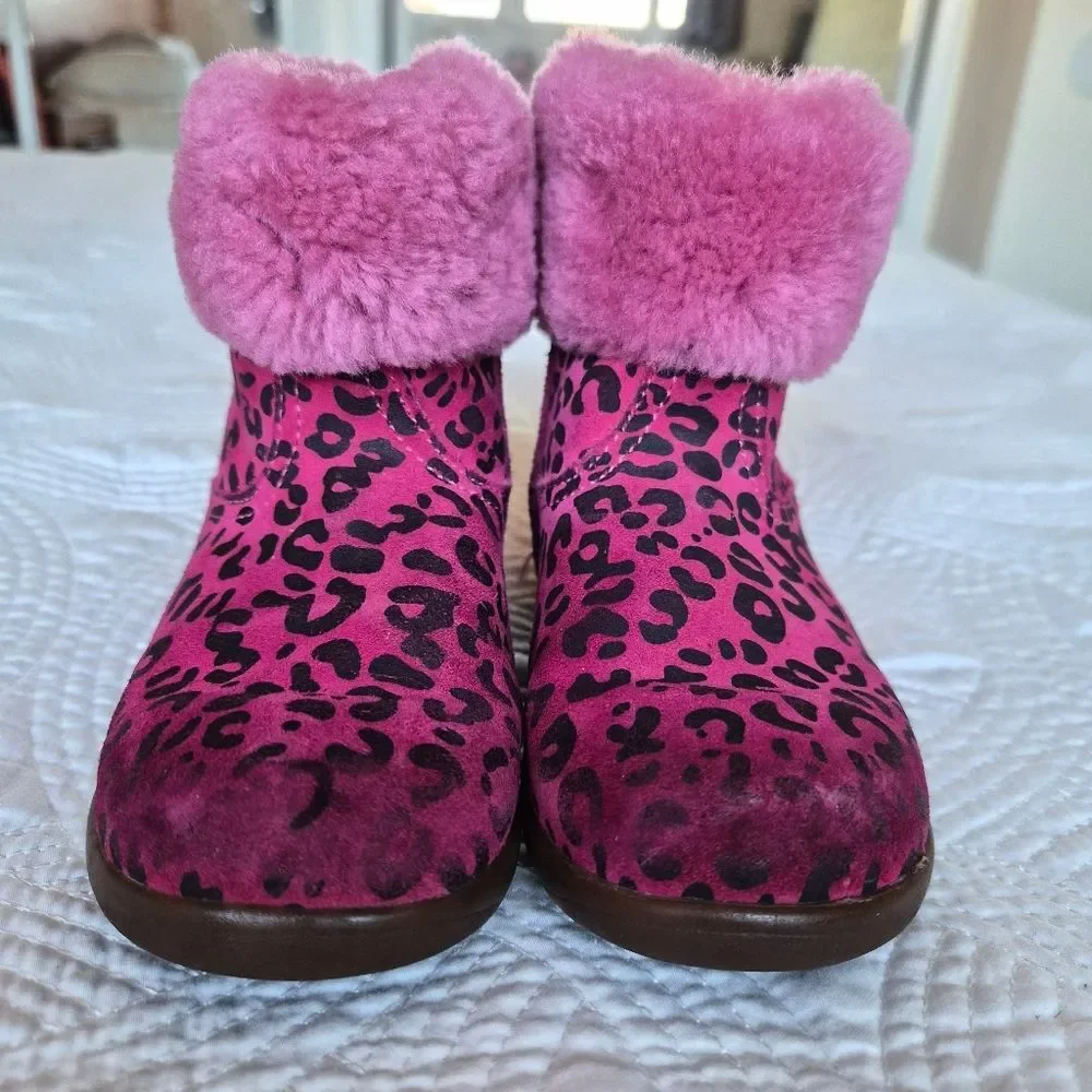 GUC Ugg Jorie Boot Cheetah Pink Metallic Lined Sherling Boot Girls 9